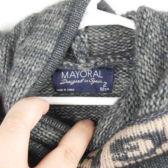 Mayoral Dark Grey Sweater Hoodie with Patch Eight Hood Designed in Spain 2 2T - Picture 5 of 10